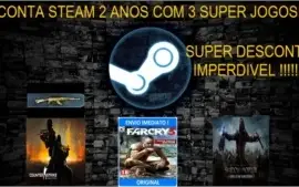 CONTA STEAM 2 ANOS COM 3 SUPER JOGOS