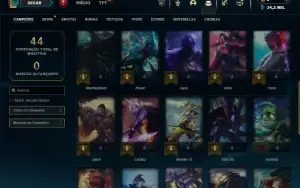 Mestre com 35 Champs e 3 Skins + 12 Fragmentos