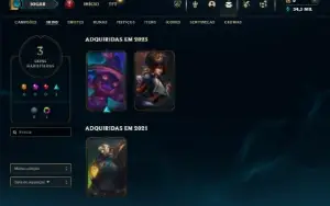 Mestre com 35 Champs e 3 Skins + 12 Fragmentos