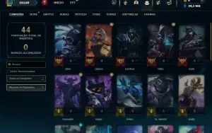 Mestre com 35 Champs e 3 Skins + 12 Fragmentos