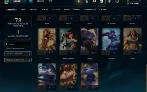 Platina 1 com 30 Champs e 5 Skins + 30 Espolios