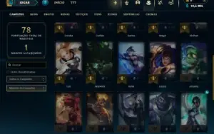 Platina 1 com 30 Champs e 5 Skins + 30 Espolios