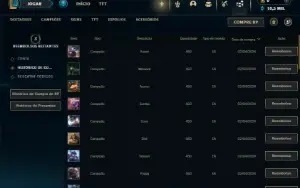 Platina 1 com 30 Champs e 5 Skins + 30 Espolios