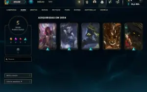 Platina 1 com 30 Champs e 5 Skins + 30 Espolios