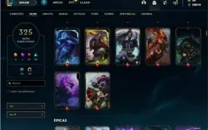 Conta ouro 2 com TODOS os champs e 325 Skins + 6 Vitoriosas