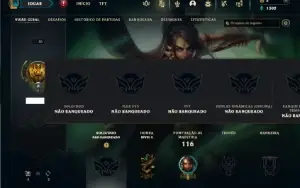 Unranked com 30 Champs e 5 Skins + 5 Espolios