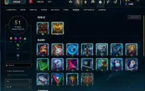 Unranked com 30 Champs e 5 Skins + 5 Espolios