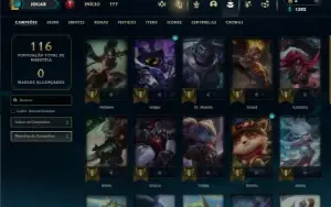 Unranked com 30 Champs e 5 Skins + 5 Espolios