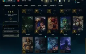 Unranked com 30 Champs e 5 Skins + 5 Espolios