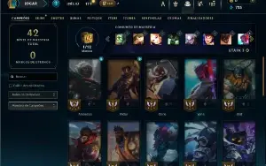 Diamante 4 com 26 champs e 1 Skin + 30 Espolios