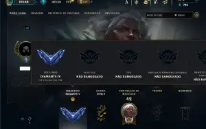 Diamante 4 com 26 champs e 1 Skin + 30 Espolios