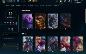 Unranked com 55 Champs e 32 Skins ( ADC / MID )
