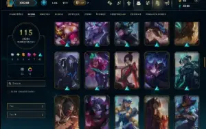 Unranked com 130 Champs e 115 Skins +3 Prestigios