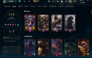 Unranked com 130 Champs e 115 Skins +3 Prestigios