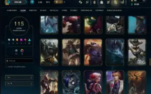 Unranked com 130 Champs e 115 Skins +3 Prestigios