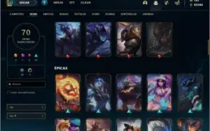 Conta ouro 4 com 70 skins, 120 champs e  (  661 RP )