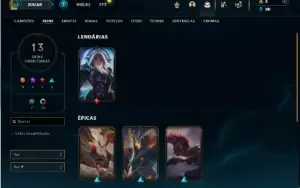 Unranked com 50 Champs e 13 Skins