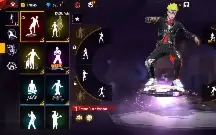 Conta Free fire, com calça Angélica vermelha e verde,Naruto