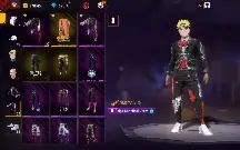 Conta Free fire, com calça Angélica vermelha e verde,Naruto