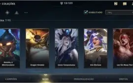 ESMERALDA IV + 13 SKINS + 39 CAMPEÕES + PASSE WILD COMPLETO