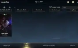ESMERALDA IV + 13 SKINS + 39 CAMPEÕES + PASSE WILD COMPLETO