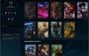 Conta LoL League of Legends Ouro 5 , 58 champions/12 skins