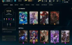 Prata 2 com TODOS os champs e 339 Skins ( Nivel 496 )