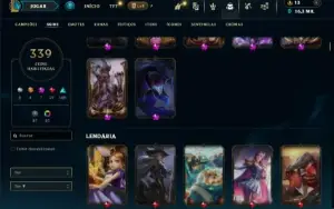 Prata 2 com TODOS os champs e 339 Skins ( Nivel 496 )
