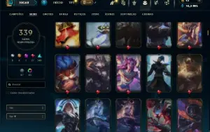 Prata 2 com TODOS os champs e 339 Skins ( Nivel 496 )