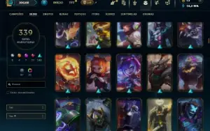Prata 2 com TODOS os champs e 339 Skins ( Nivel 496 )