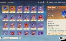 Diluc AR33, Lv60, Estátuas lv10 Geo e Anemo, mundo 3