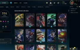 Conta de lol, ouro 3, level 459, todos os champs e 226 skins
