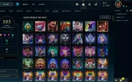 Conta de lol, ouro 3, level 459, todos os champs e 226 skins
