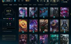 Esmeralda 1 com TODOS os Champs e 257 Skins ( JG / MID ADC )
