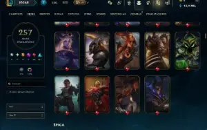 Esmeralda 1 com TODOS os Champs e 257 Skins ( JG / MID ADC )