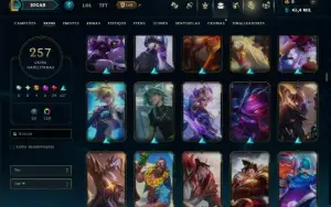 Esmeralda 1 com TODOS os Champs e 257 Skins ( JG / MID ADC )