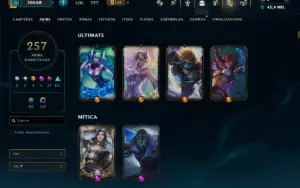 Esmeralda 1 com TODOS os Champs e 257 Skins ( JG / MID ADC )
