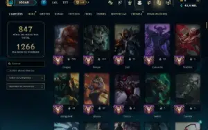 Esmeralda 1 com TODOS os Champs e 257 Skins ( JG / MID ADC )