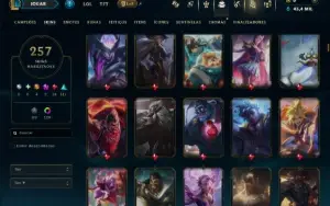 Esmeralda 1 com TODOS os Champs e 257 Skins ( JG / MID ADC )