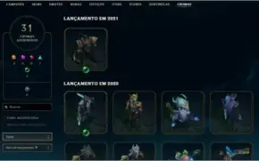 Conta lol lvl  470 platina 4 + 153 skins