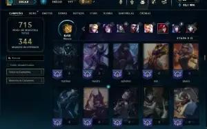 Esmeralda 4 com TODOS os champs e 338 Skins (MID / ADC / JG)