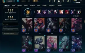 Esmeralda 4 com TODOS os champs e 338 Skins (MID / ADC / JG)