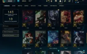 Esmeralda 1 com 50 Champs e 20 Skins + 3 Vitoriosas