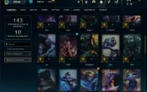 Esmeralda 1 com 50 Champs e 20 Skins + 3 Vitoriosas