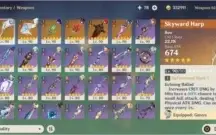 Ar57 hutao + homa, ayaka + cortadora, ganyu + harpa, baal+