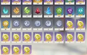 AR58 Diluc+Tumulo Venti+Elegia Ayaka Raiden Shenhe 33k gema