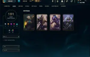 Platina 3 com TODOS os champs e 181 Skins + 4 Vitoriosas