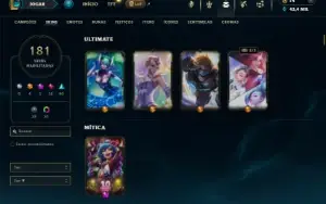 Platina 3 com TODOS os champs e 181 Skins + 4 Vitoriosas