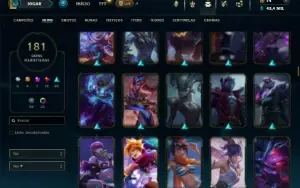 Platina 3 com TODOS os champs e 181 Skins + 4 Vitoriosas