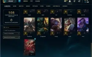 Conta unranked com 31 Champs e 14 Skins